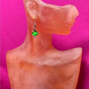 HANDMADE Green Mushroom Dangle Earrings